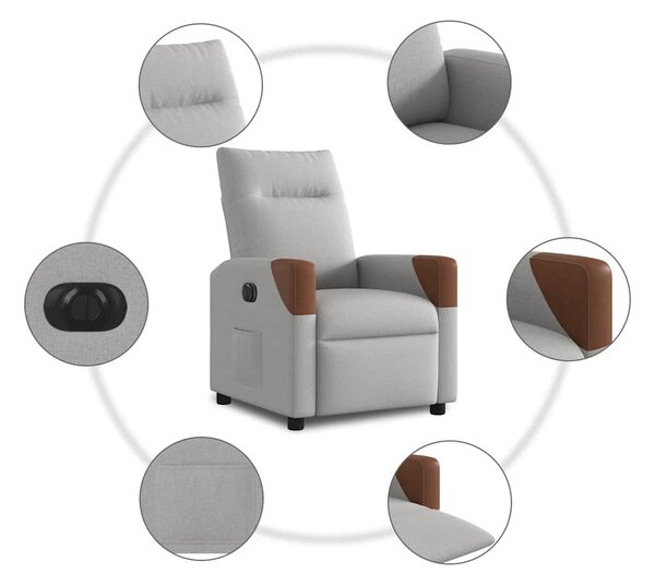 Felhőszürke szövet elektromos dönthető fotel