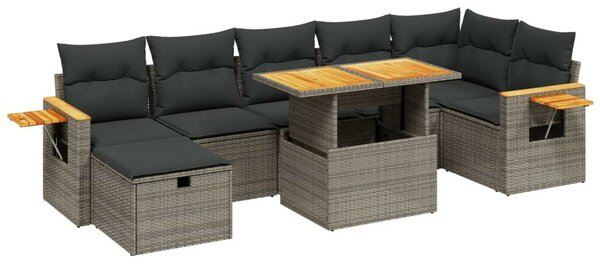 VidaXL Polyrattan Kerti Ülőgarnitúra - 8 részes - Szürke
