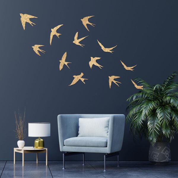 Fából készült faldekorációk repülő madarak - FLOCK