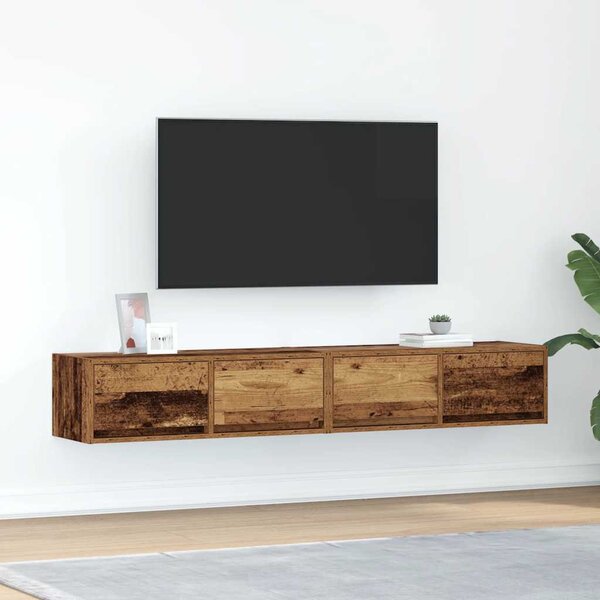 2 db antik fa szerelt fa fali TV-szekrény 80x31x25,5 cm