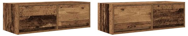 2 db antik fa szerelt fa fali TV-szekrény 80x31x25,5 cm
