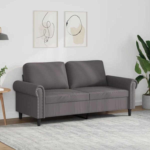 2 személyes szürke műbőr kanapé 140 cm