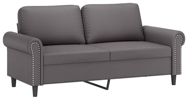 2 személyes szürke műbőr kanapé 140 cm