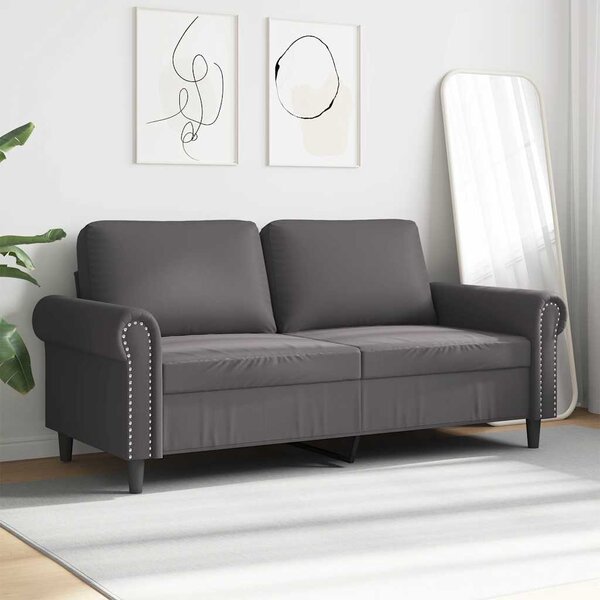 2 személyes szürke műbőr kanapé 140 cm