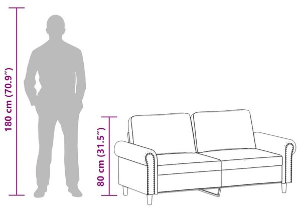 2 személyes szürke műbőr kanapé 140 cm