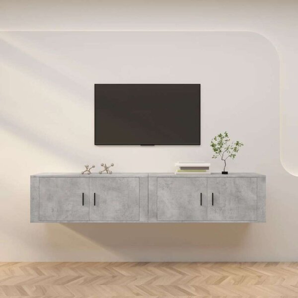 Modern Falra Szerelhető TV Szekrény - Beton Szürke - 2 db - 200cm