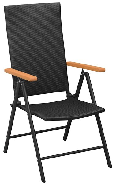 2 db fekete rakásolható polyrattan kerti szék