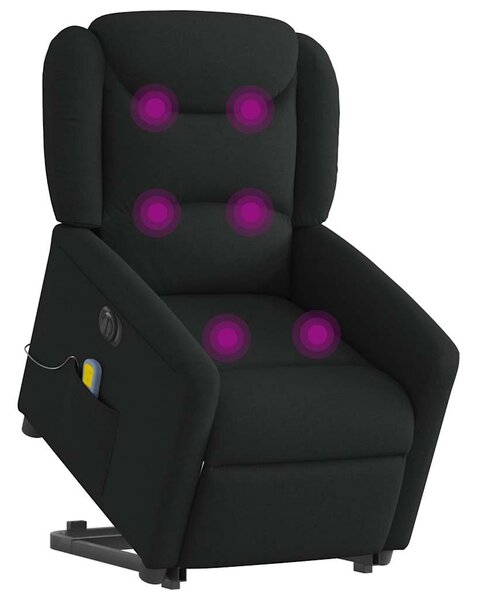 Fekete szövet dönthető elektromos álló masszázsfotel