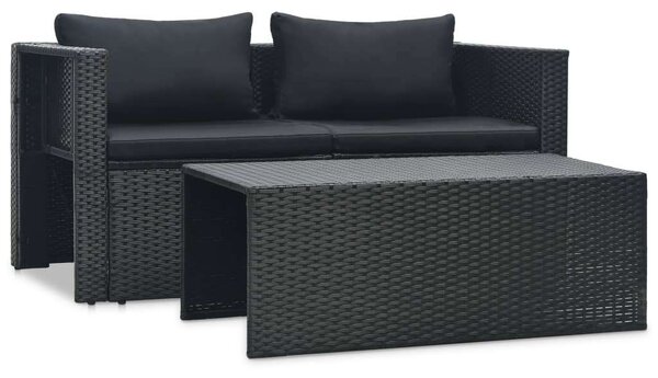 VidaXL Polyrattan Kerti Bútorszett - 6 részes - Fekete