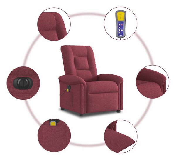 Bordó szövet elektromos dönthető masszázsfotel