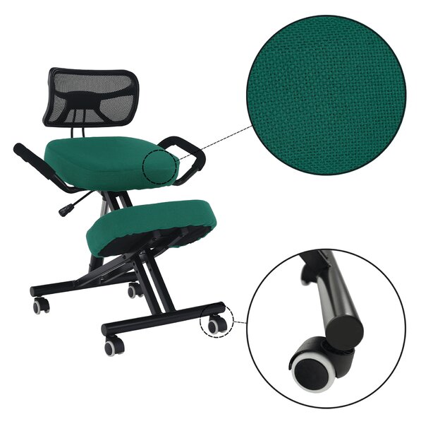 KONDELA Ergonomikus zsámoly, zöld/fekete, RUFUS