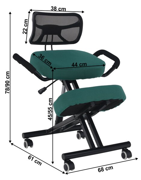 KONDELA Ergonomikus zsámoly, zöld/fekete, RUFUS