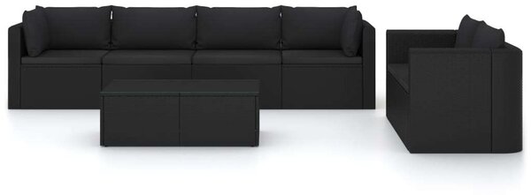 Polyrattan Kerti Társalgószett - 7 részes - Fekete