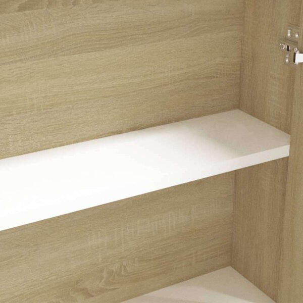 VidaXL fehér és tölgy MDF tükrös fürdőszobaszekrény 60 x 15 x 75 cm