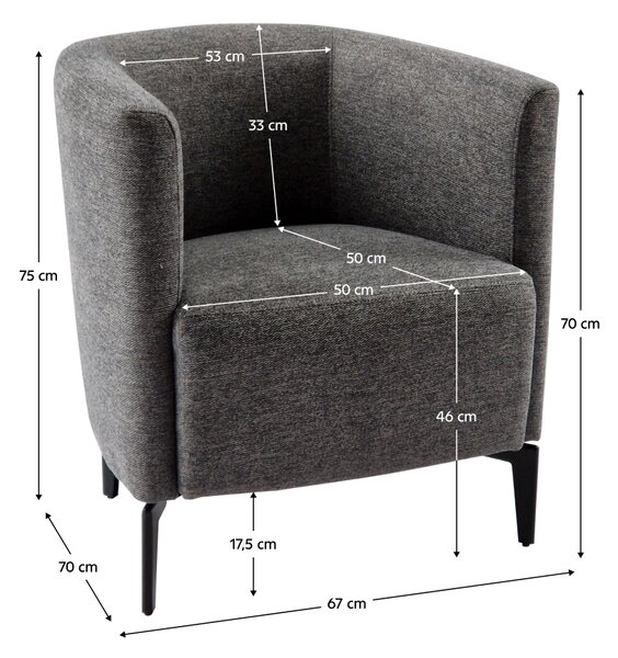 KONDELA Design fotel, szürke/fekete, KAPY