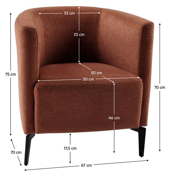 KONDELA Design fotel, terrakotta/fekete, KAPY