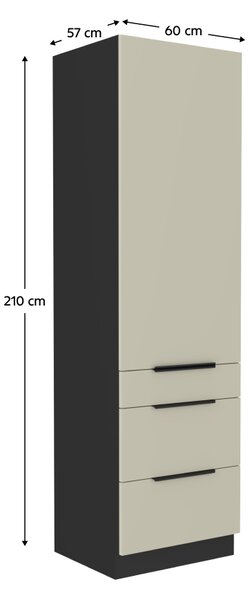 KONDELA Magas szekrény, kasmír/fekete, ARAKA 60 DKS-210 3S1F