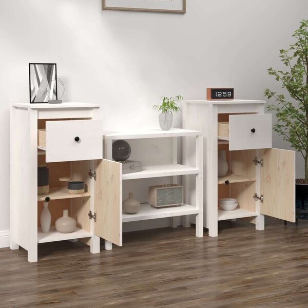 VIDAXL - Fehér Tömör Fenyőfa Tálalószekrény - 2 db - 40x35x80 cm