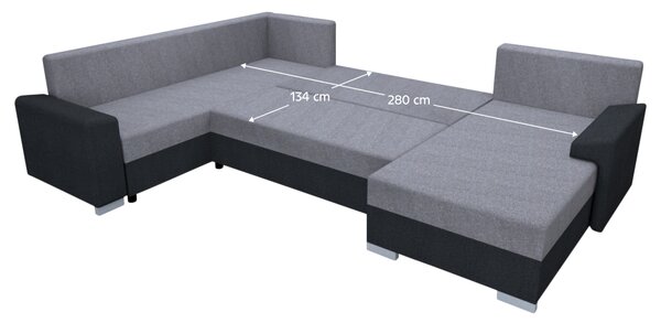 KONDELA Univerzális ülőgarnitúra, sötétszürke/szürke, ANDRES U UNI