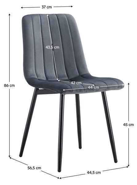 KONDELA Szék, sötétszürke Velvet szövet/fekete, RAMITA TYP 1