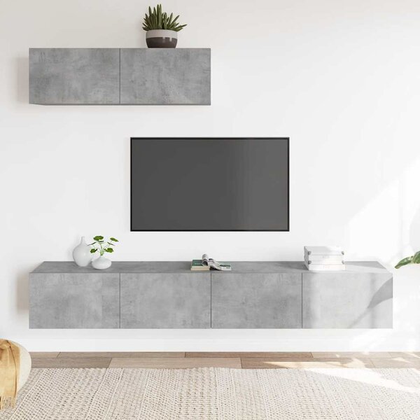 3 részes betonszürke szerelt fa TV-szekrényszett