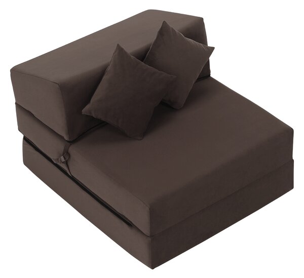 KONDELA Összecsukható matrac/fotel, 2v1, barna Taupe, PELOS