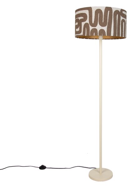 Japandi állólámpa bézs barna és bézs csíkos búrával 50 cm - Simplo