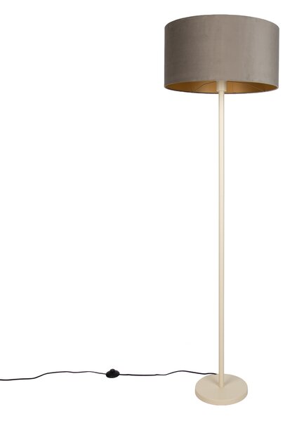 Japandi állólámpa bézs, taupe színű búrával és arany belsővel 50 cm - Simplo