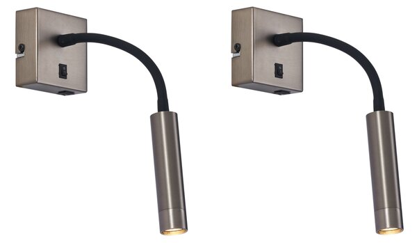 2 db modern antracit fali lámpa USB-C-vel - Gosna