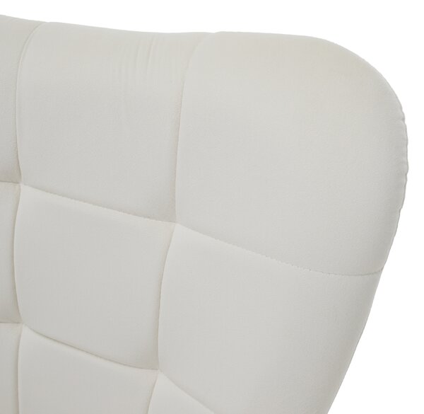 KONDELA Fotel lábtartóval, fehér Velvet szövet/fekete, HABEN