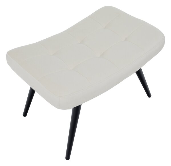 KONDELA Fotel lábtartóval, fehér Velvet szövet/fekete, HABEN