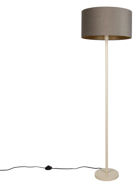 Japandi állólámpa bézs, taupe színű búrával és arany belsővel 50 cm - Simplo