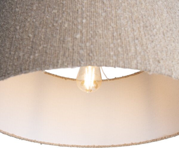 Modern ívlámpa fekete márvány talppal és bézs buklé árnyékolóval 50cm - XXL