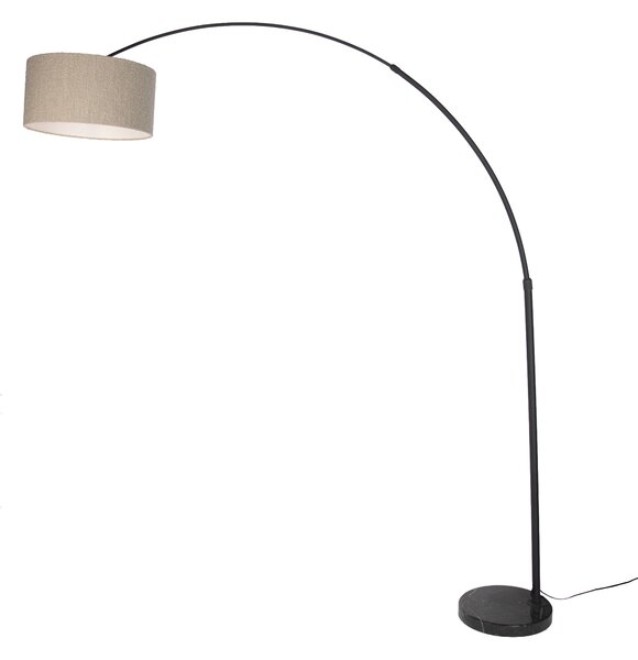 Modern ívlámpa fekete márvány talppal és bézs buklé árnyékolóval 50cm - XXL