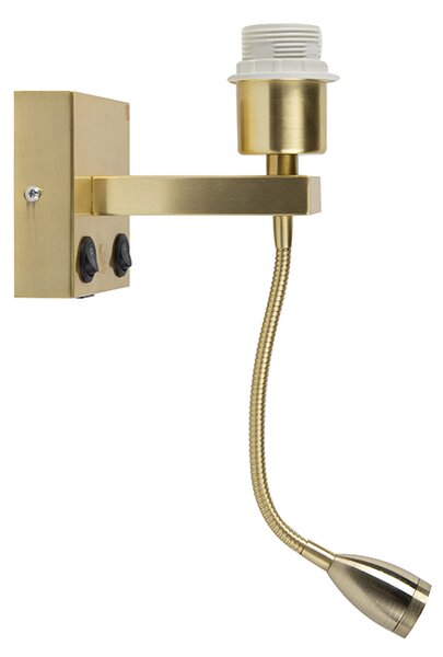 Art Deco fali lámpa arany USB-vel és rugalmas karral - Brescia Combi