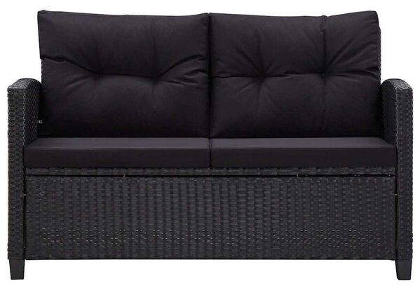 6 részes fekete polyrattan kerti ülőgarnitúra párnákkal