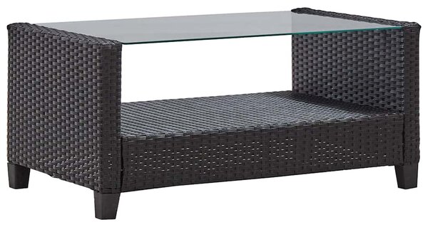 6 részes fekete polyrattan kerti ülőgarnitúra párnákkal