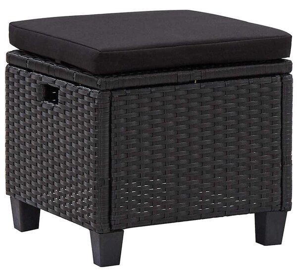 6 részes fekete polyrattan kerti ülőgarnitúra párnákkal