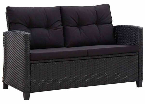 6 részes fekete polyrattan kerti ülőgarnitúra párnákkal
