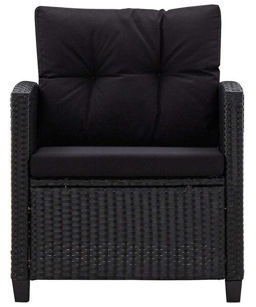 6 részes fekete polyrattan kerti ülőgarnitúra párnákkal