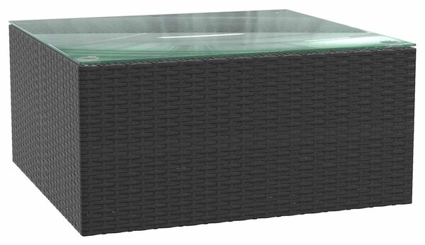 7-részes fekete polyrattan kerti társalgószett párnákkal