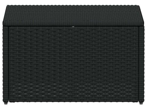 4 részes fekete polyrattan kerti bútorszett párnákkal