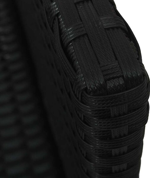 4 részes fekete polyrattan kerti bútorszett párnákkal