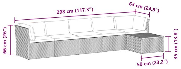 4 részes fekete polyrattan kerti bútorszett párnákkal