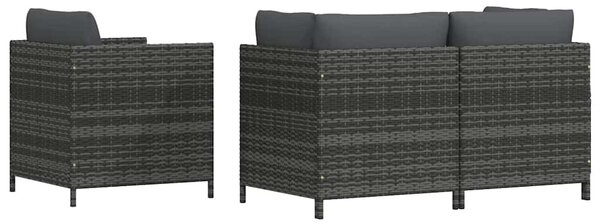 4 részes szürke polyrattan kerti kanapészett párnákkal