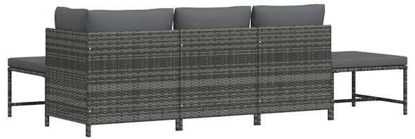 5 részes szürke polyrattan kerti ülőgarnitúra párnákkal