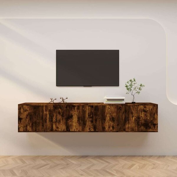 VidaXL Falra Szerelhető TV Szekrény Szett - Füstös Tölgy - 2 db - 100x34,5x40 cm