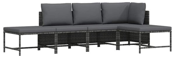 5 részes szürke polyrattan kerti ülőgarnitúra párnákkal