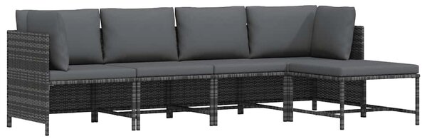 4 részes szürke polyrattan kerti ülőgarnitúra párnákkal