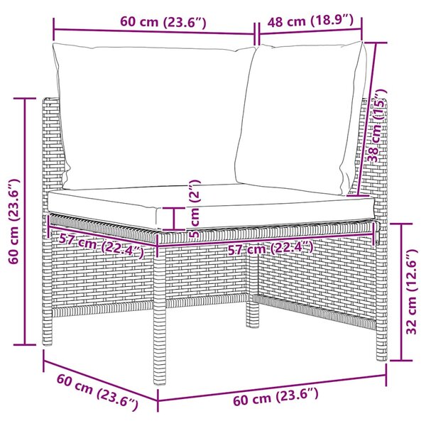 4 részes szürke polyrattan kerti kanapészett párnákkal